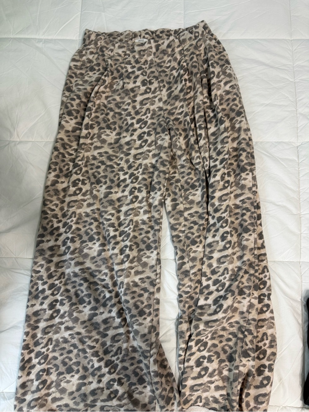aerie Leopard Print Wide Leg Pants - Beige/Gray